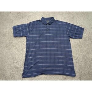 Lone Cypress Pebble‎ Beach Polo Shirt Mens Large Blue Plaid Luxury Performance